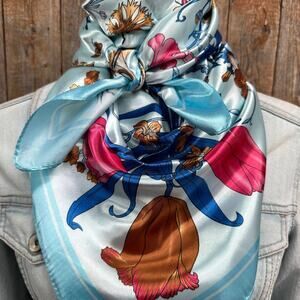 Blue & Red Tulips and Lilies Wild Rag Scarf | Western Floral